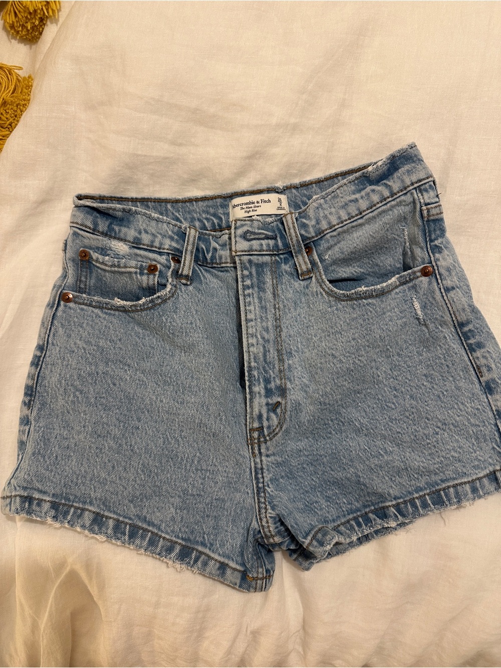 Abercrombie & Fitch Light Wash High-Rise Denim Shorts